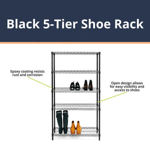 Black 5-Tier Shoe Rack