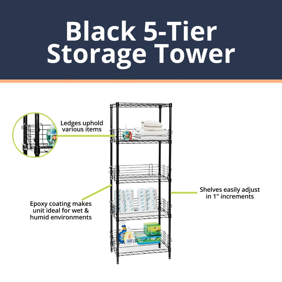 Black 5-Tier Storage Tower