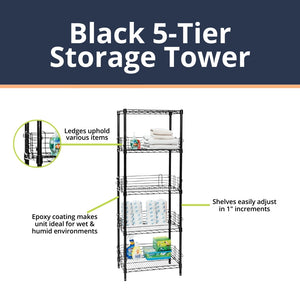 Black 5-Tier Storage Tower