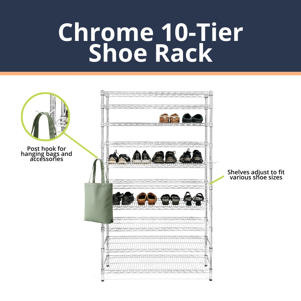 Chrome 10-Tier Shoe Rack