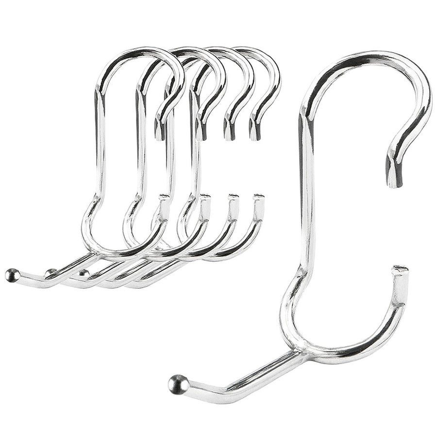 5-pack of 2-inch chrome-plated steel all-purpose post hooks for 1-inch diameter wire shelving posts.
