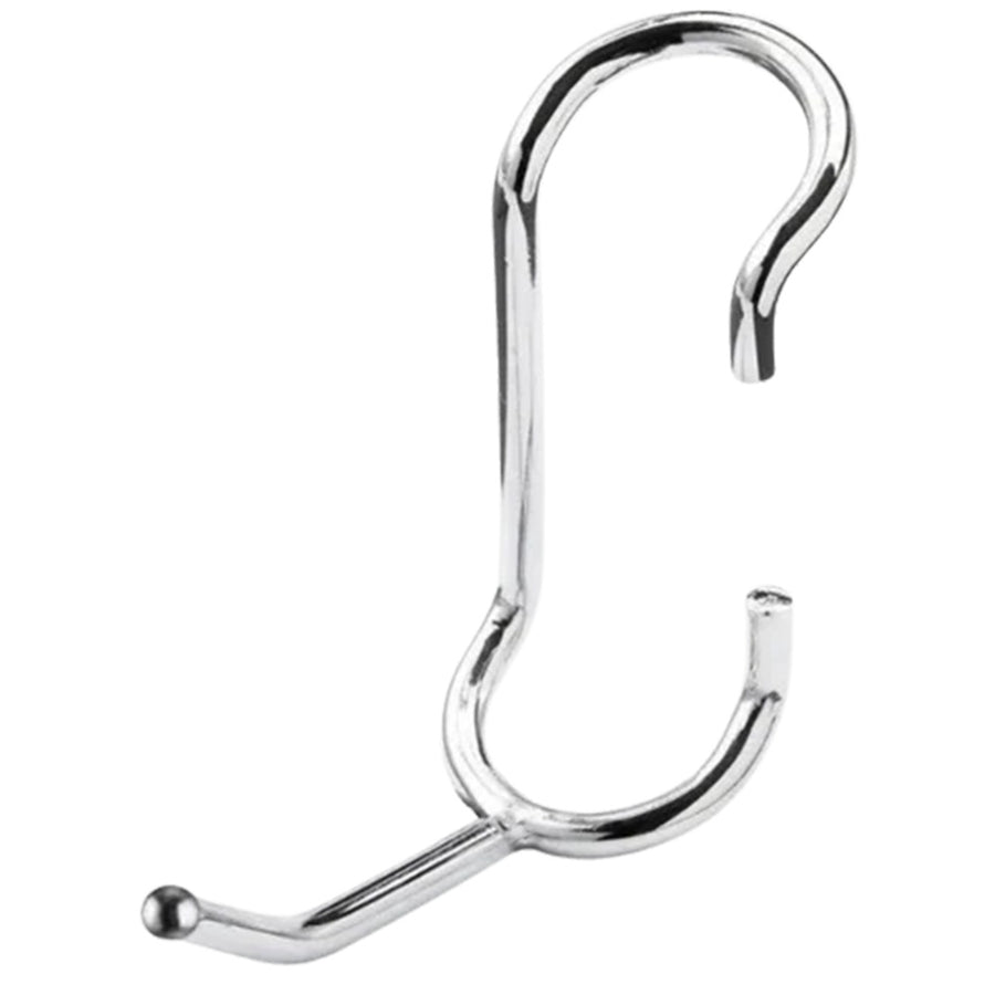 2-inch chrome-plated steel all-purpose post hook for 1-inch diameter wire shelving posts.
