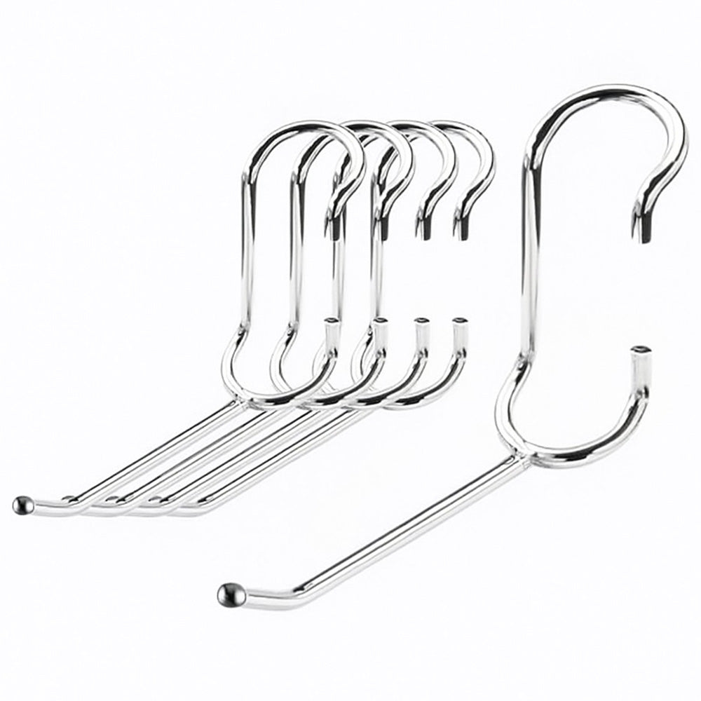 5-pack of 4-inch chrome-plated steel all-purpose post hooks for 1-inch diameter wire shelving posts.