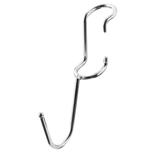 Chrome-plated steel J-style post hook for 1-inch diameter wire shelving posts.