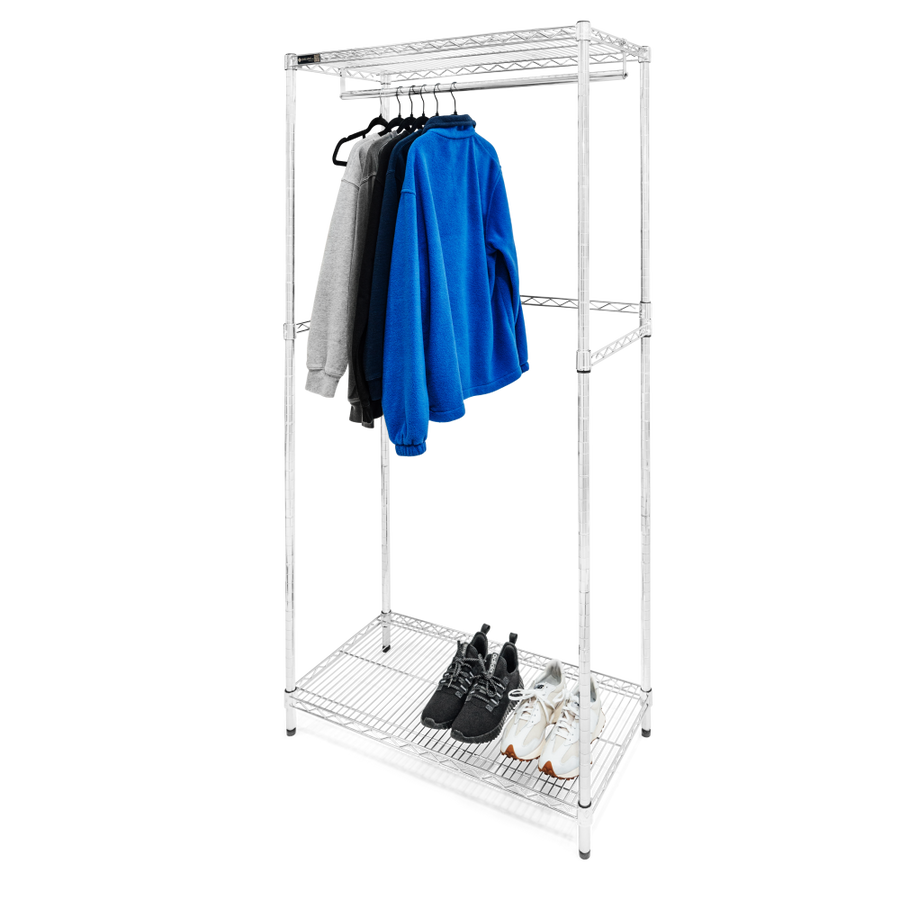 Wire Closet Shelving w/ Lower Shelf - 18"d x 72"h