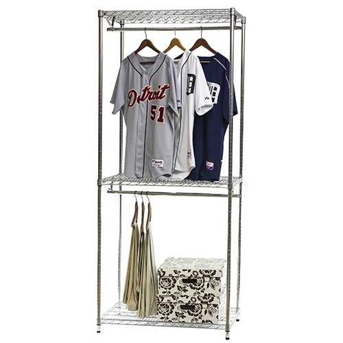 Double Hang Wire Closet Shelving w/ 3 Shelves - 24