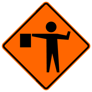 Bones Safety Flagger Symbol (RUS), 48" Reflective Orange (RE4848FSOC)