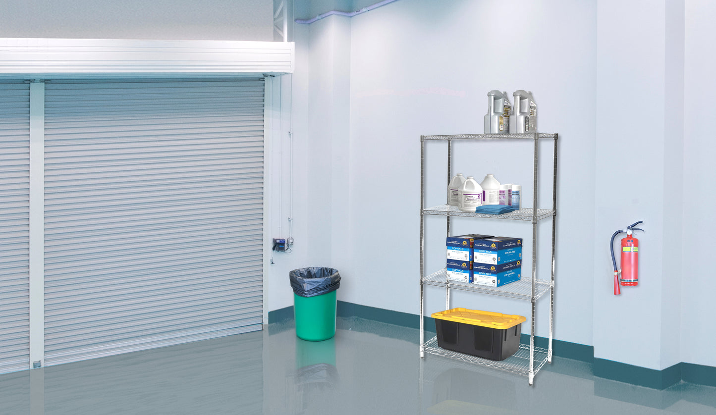 21"d x 30"w Chrome Wire Shelving w/ 4 Shelves