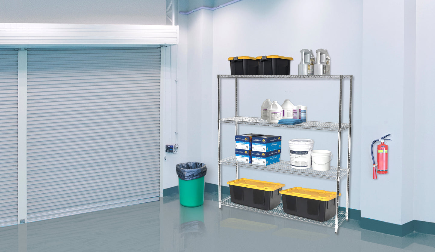21"d x 60"w Chrome Wire Shelving w/ 4 Shelves