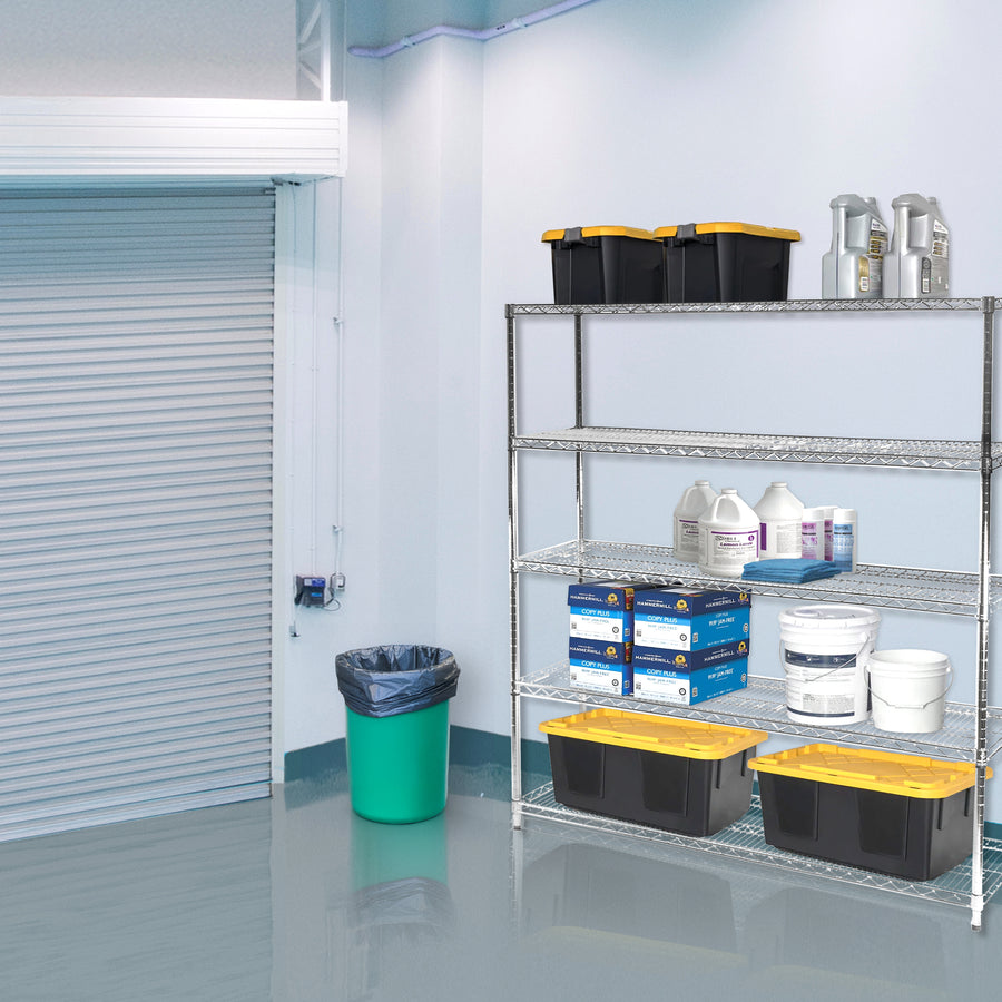 21"d x 72"w Chrome Wire Shelving w/ 5 Shelves