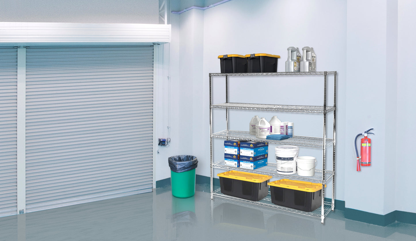 21"d x 72"w Chrome Wire Shelving w/ 5 Shelves