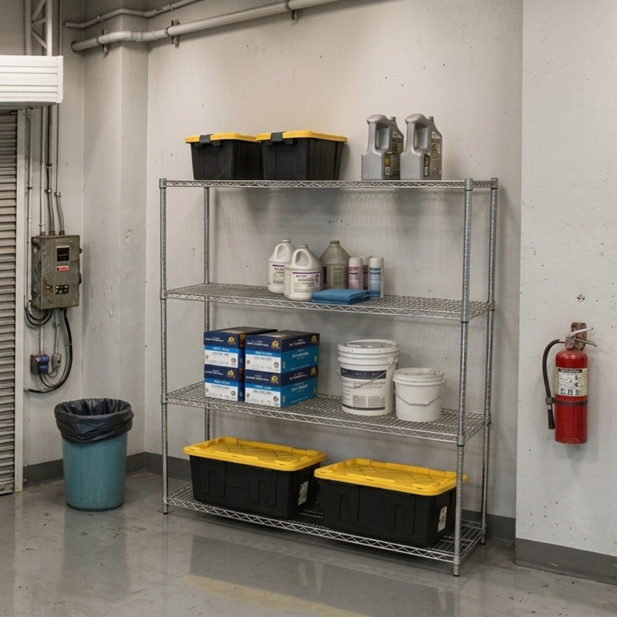 21"d x 48"w Chrome Wire Shelving w/ 4 Shelves