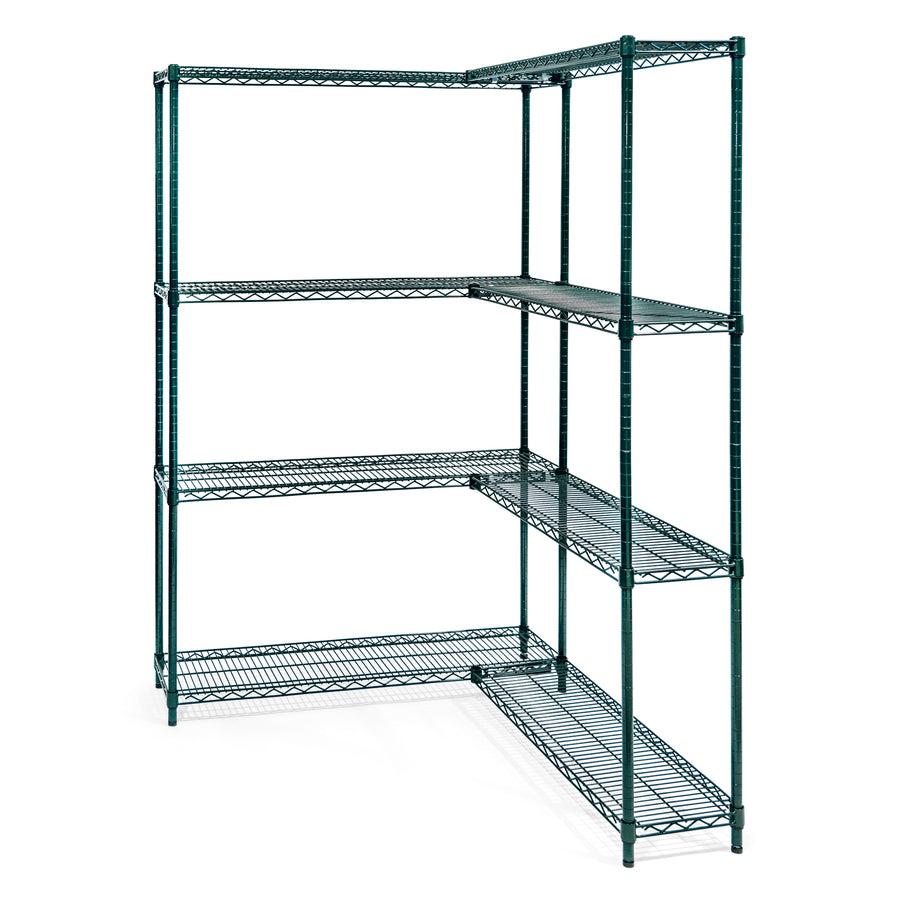 Green Wire Shelving Corner Unit