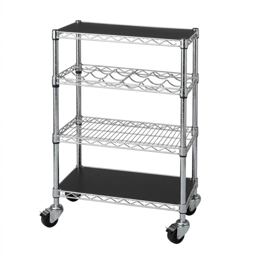 Kitchen Cart with Wine Rack - 14"d x 24"w x 34"h