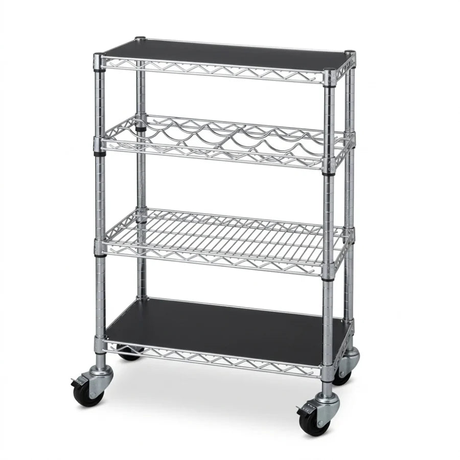 Kitchen Cart with Wine Rack - 14"d x 36"w x 34"h