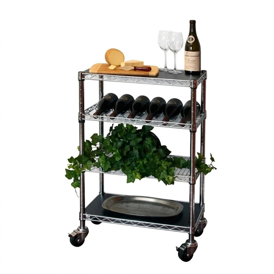 Kitchen Cart with Wine Rack - 14"d x 36"w x 34"h