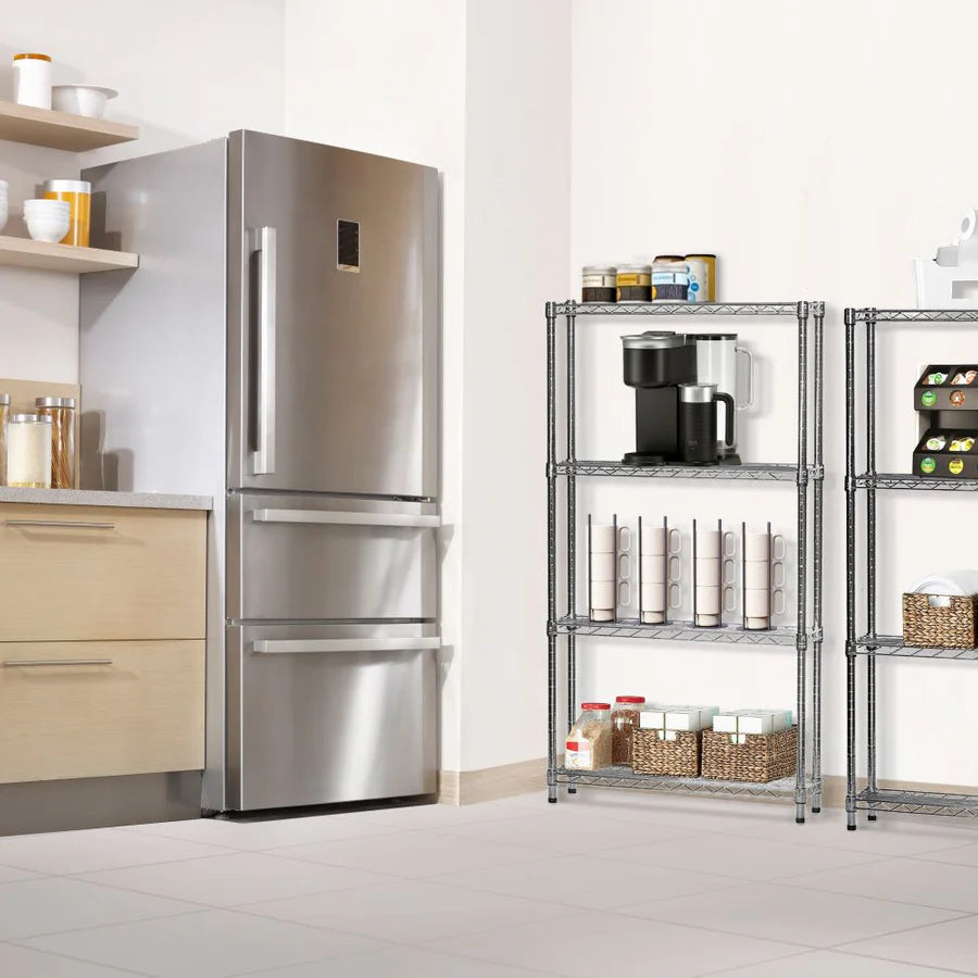 8"d x 24"w Chrome Wire Shelving w/ 4 Shelves