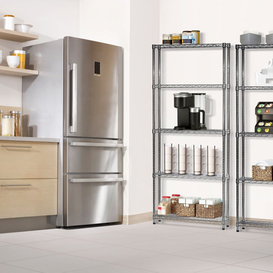 8"d x 30"w Chrome Wire Shelving w/ 5 Shelves