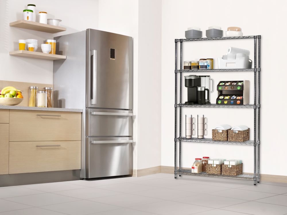 8"d x 36"w Chrome Wire Shelving w/ 5 Shelves