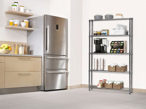 8"d x 36"w Chrome Wire Shelving w/ 5 Shelves