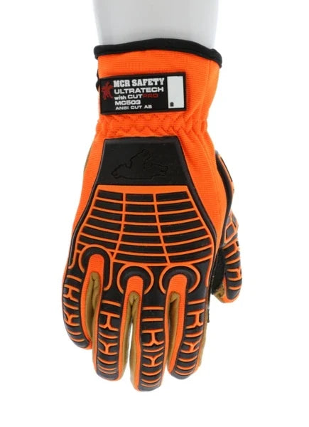 MCR Safety UltraTech® Mechanics Gloves - Hi-Visibility Cut and Abrasion Resistant Gloves (MC503XL)