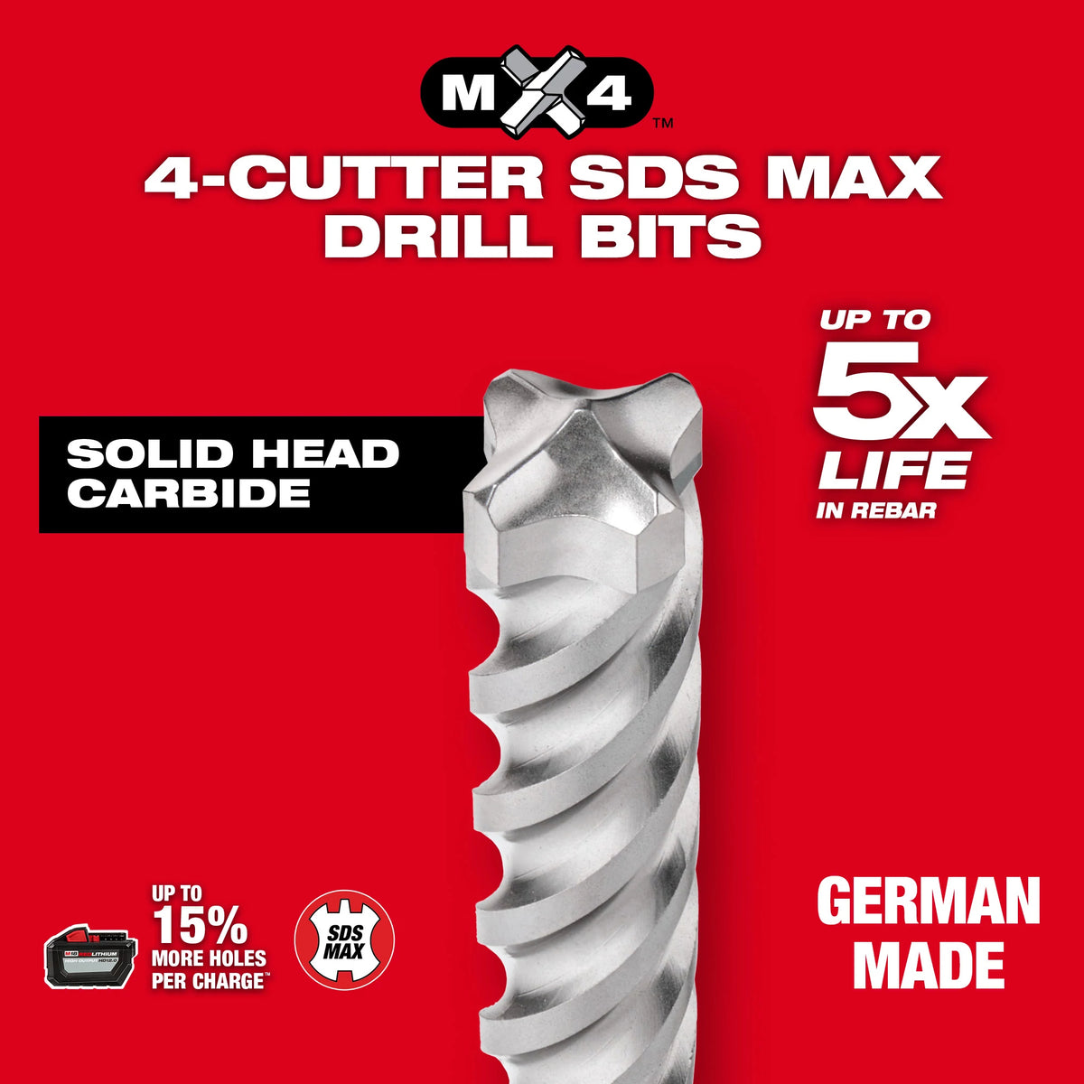 Milwaukee SDS Max 4CT MX4™ 1/2" X 16" X 21" (48-20-3904)