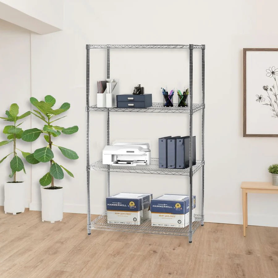 14"d x 36"w Chrome Wire Shelving w/ 4 Shelves