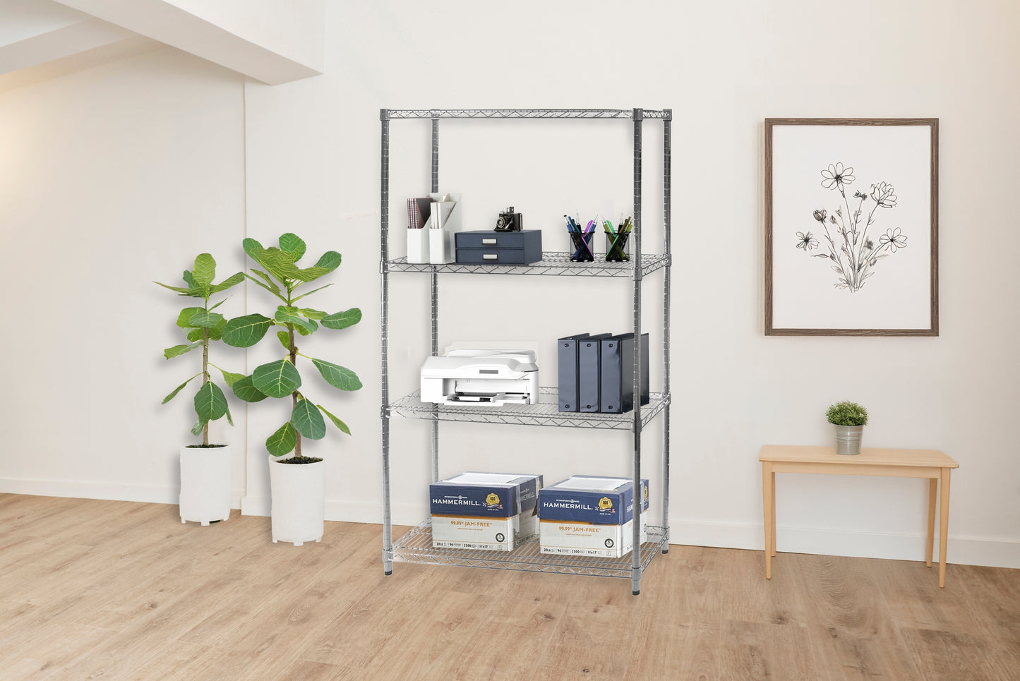 14"d x 42"w Chrome Wire Shelving w/ 4 Shelves
