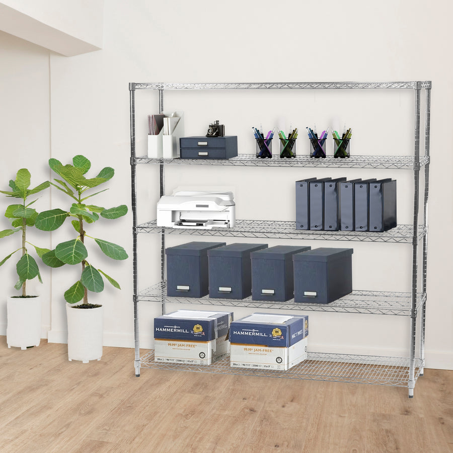 12"d x 72"w Chrome Wire Shelving w/ 5 Shelves