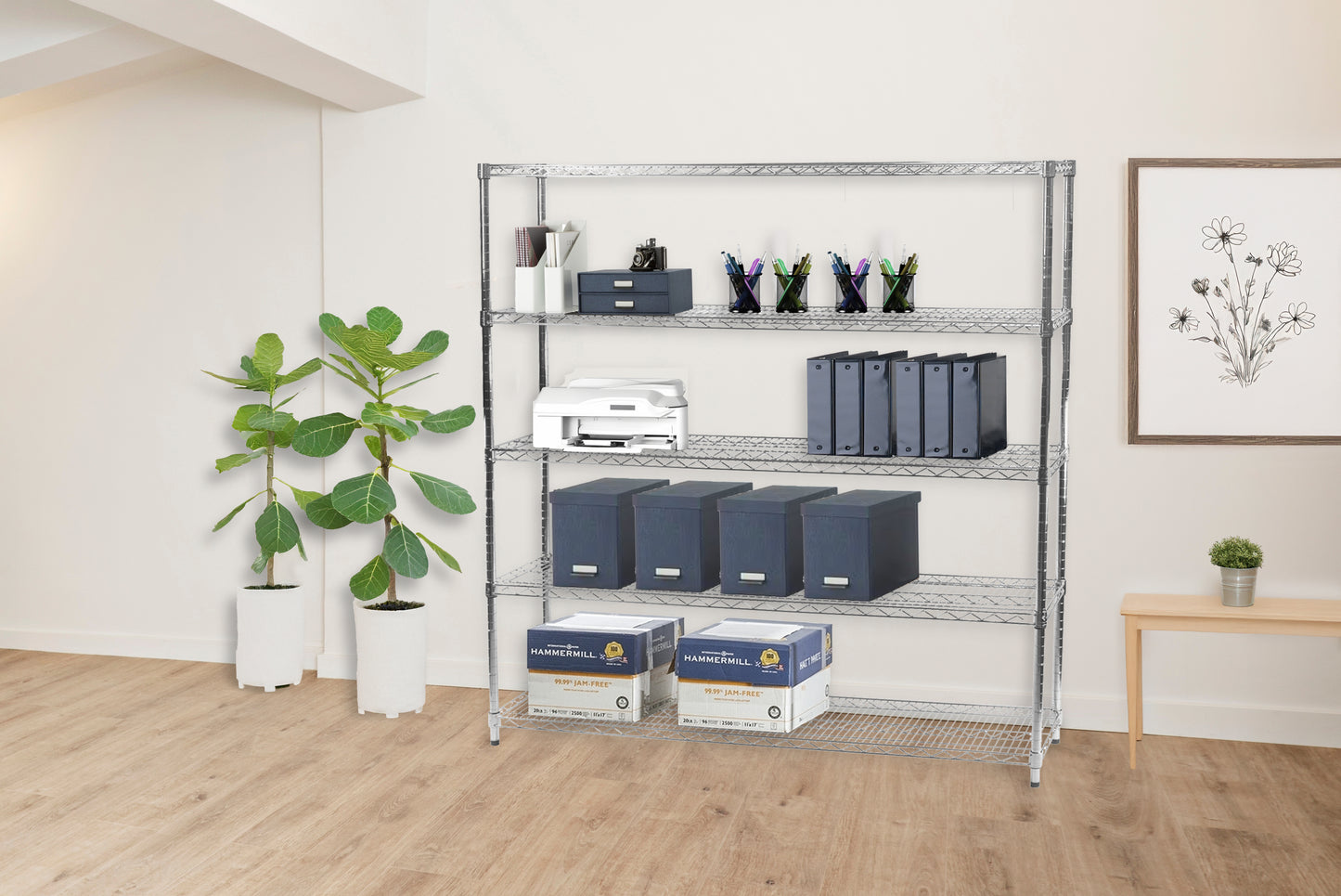 12"d x 72"w Chrome Wire Shelving w/ 5 Shelves
