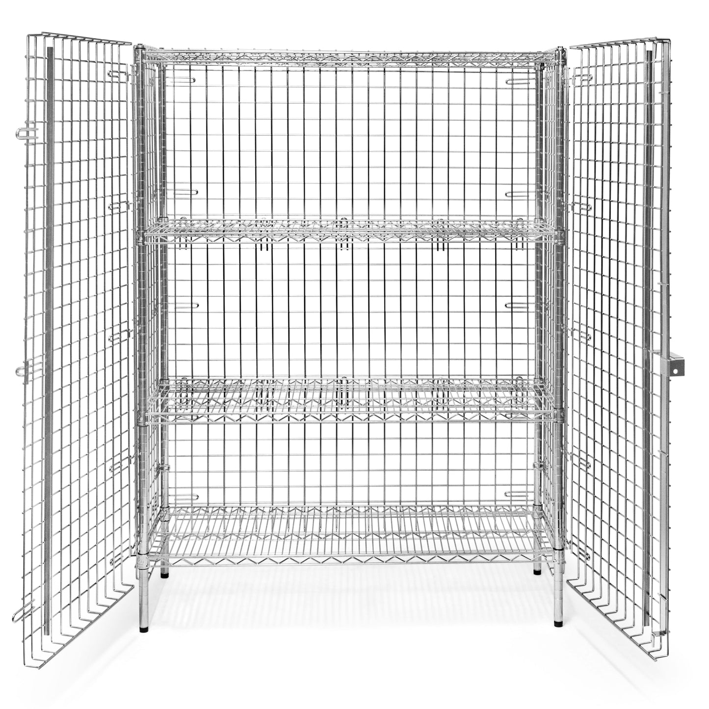 18"d Chrome Wire Security Cages with 2 Adjustable Shelves