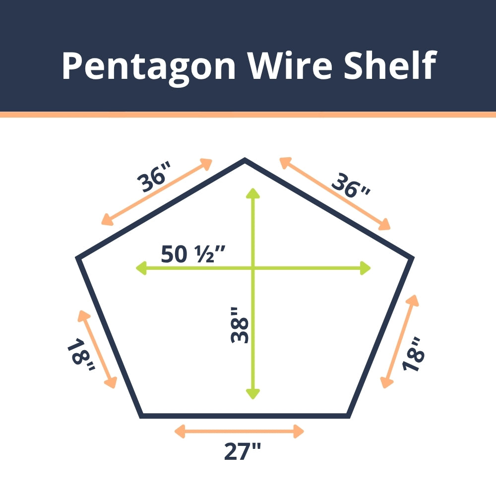 Chrome Pentagon Corner Wire Shelf with Shelf Clips (SI-PS1827C)
