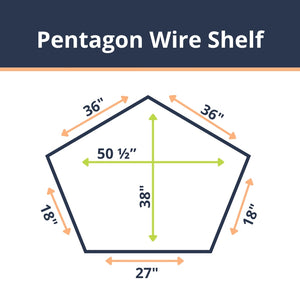 Chrome Pentagon Corner Wire Shelf with Shelf Clips (SI-PS1827C)