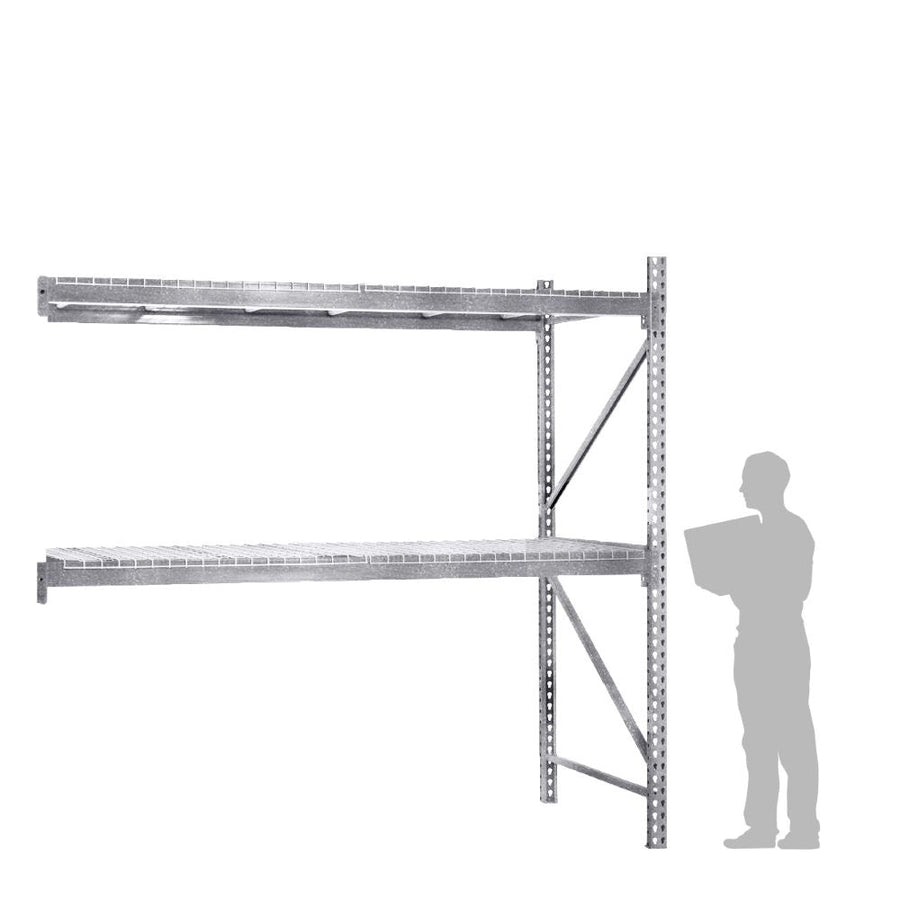 2-Tier Galvanized Teardrop Pallet Rack Add-On Units w/ Wire Decking - 48"d x 120"h