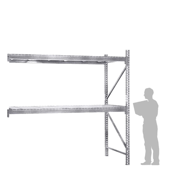 2-Tier Galvanized Teardrop Pallet Rack Add-On Units w/ Wire Decking - 48