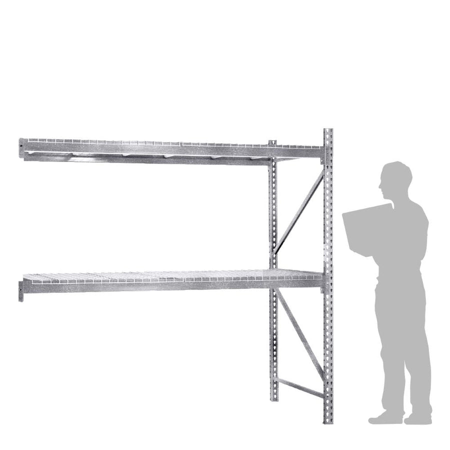 2-Tier Galvanized Teardrop Pallet Rack Add-On Units w/ Wire Decking - 48"d x 96"h