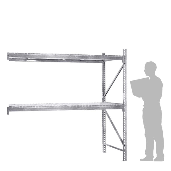 2-Tier Galvanized Teardrop Pallet Rack Add-On Units w/ Wire Decking - 42