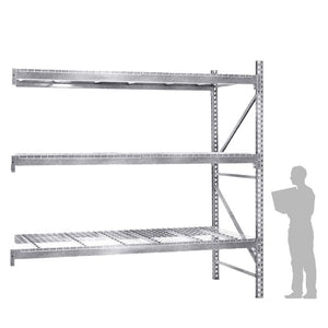3-Tier Galvanized Teardrop Pallet Rack Add-On Units w/ Wire Decking - 42"d x 144"h