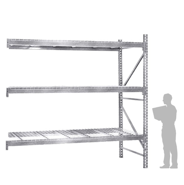 3-Tier Galvanized Teardrop Pallet Rack Add-On Units w/ Wire Decking - 42