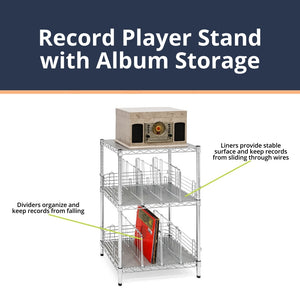 Record Player Stand with Album Storage