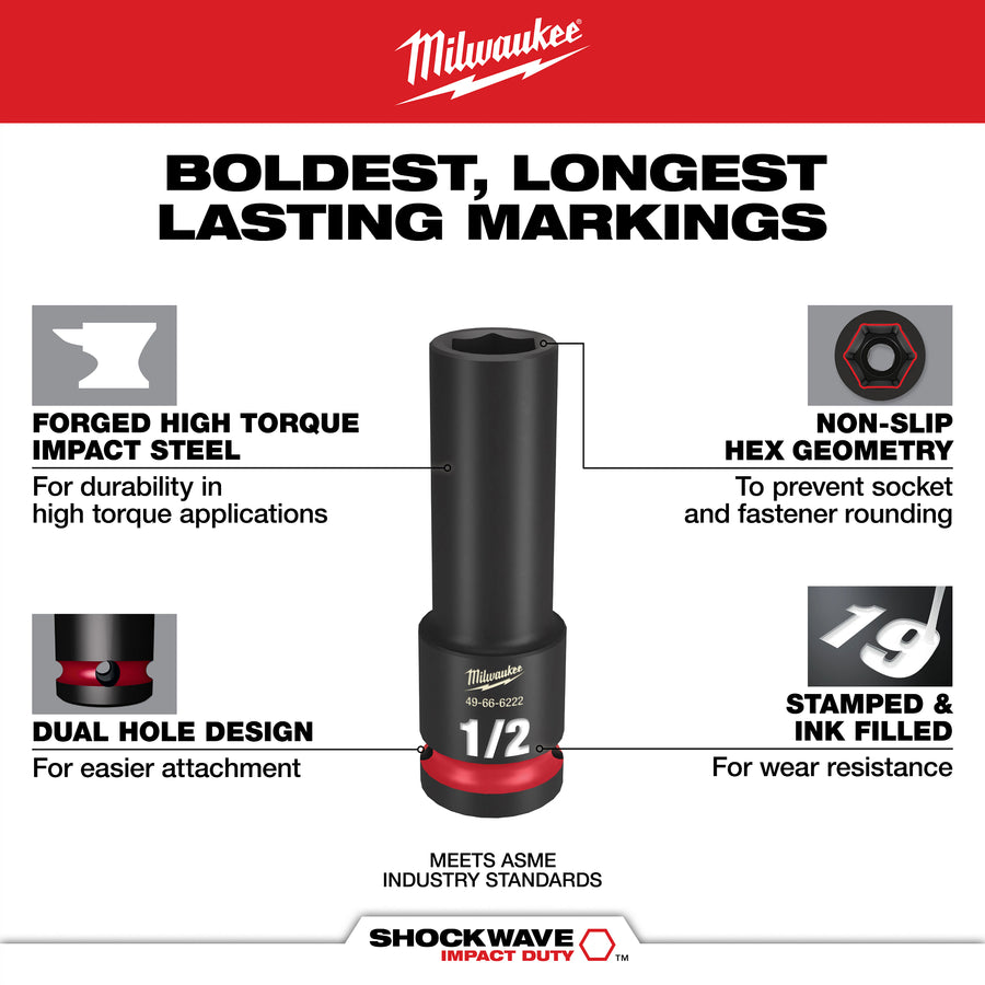 Milwaukee 31PC SHOCKWAVE™ Impact Duty Socket 1/2” Drive Set with PACKOUT™ (49-66-6806)