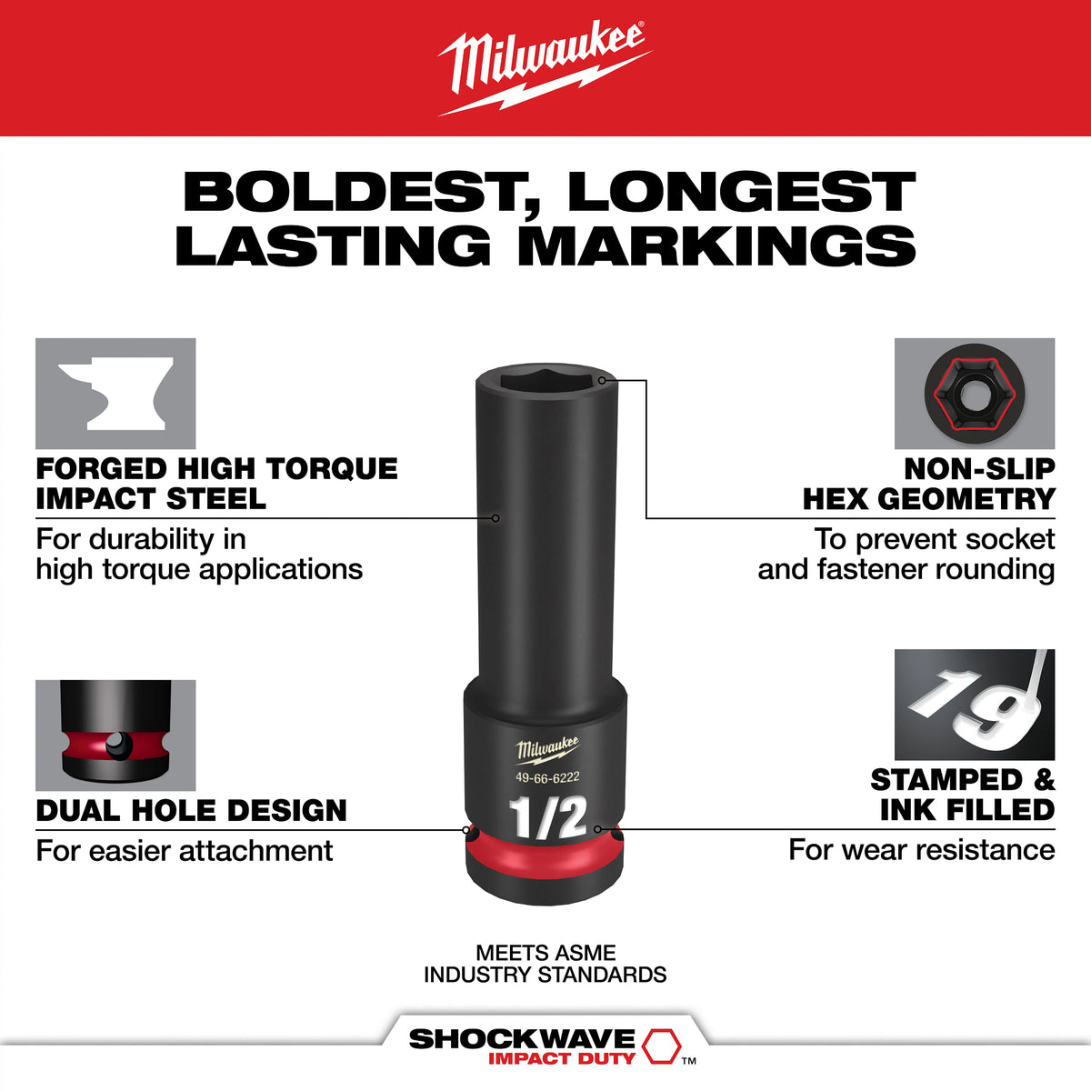 Milwaukee 31PC SHOCKWAVE™ Impact Duty Socket 1/2” Drive Set with PACKOUT™ (49-66-6806)