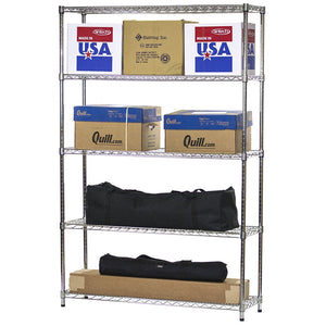 14"d x 48"w Chrome Wire Shelving w/ 5 Shelves