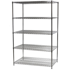 30"d x 36"w Chrome Wire Shelving w/ 5 Shelves