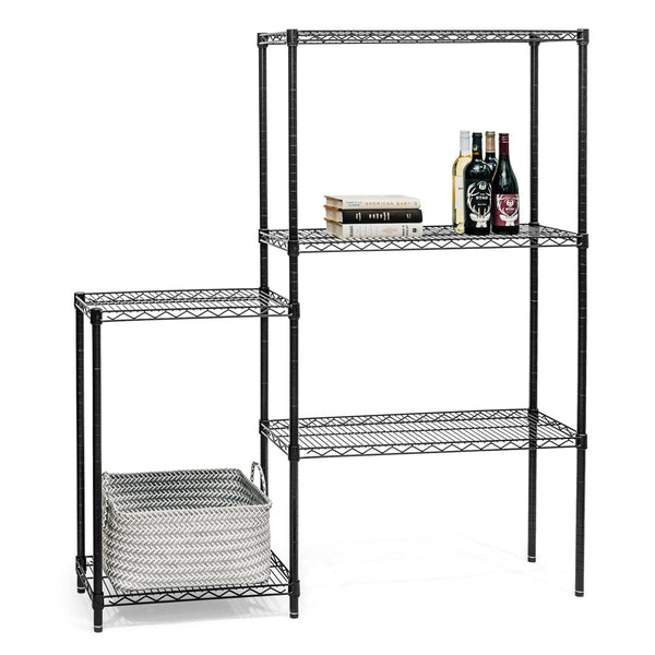 Black 5-Tier Staggered Wire Shelving