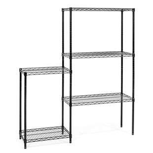 Black 5-Tier Staggered Wire Shelving