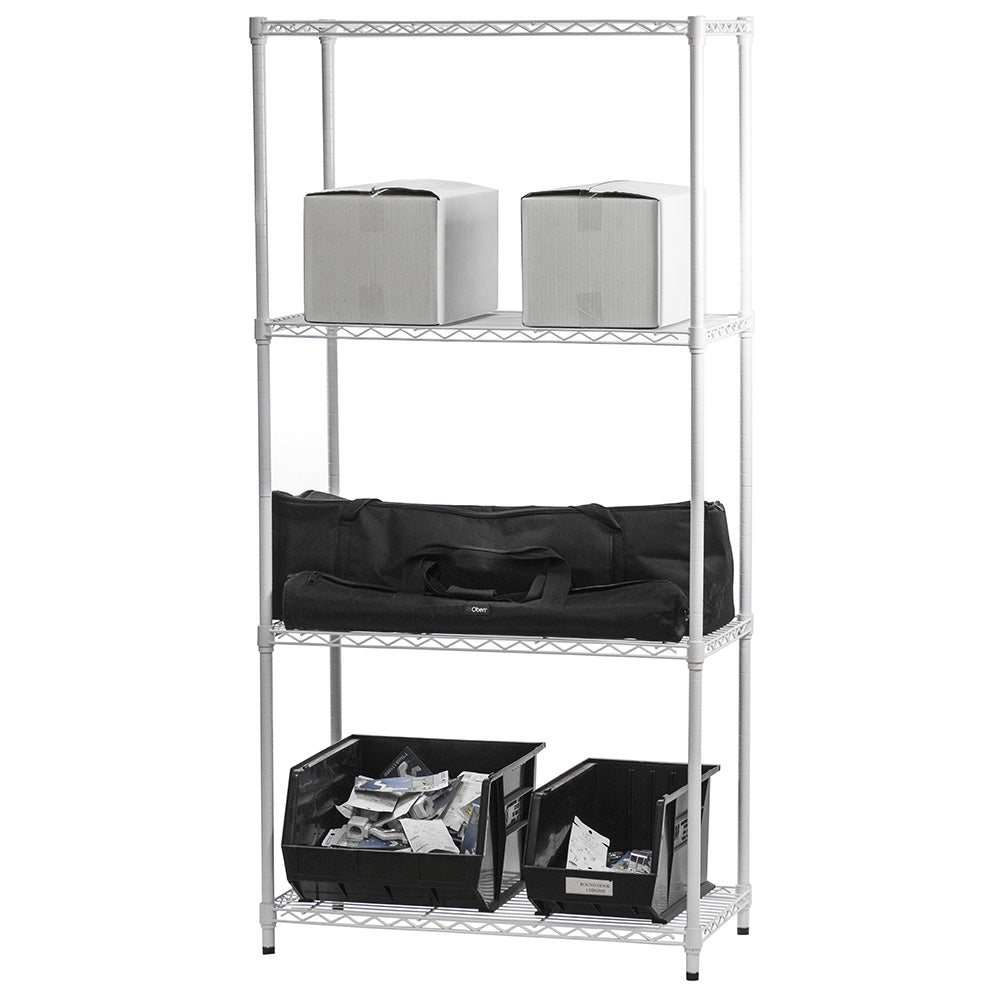 White Wire Shelving with 4 Shelves - 18"d x 48"w x 72"h