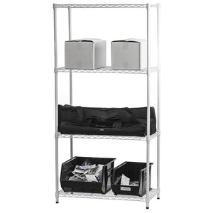 White Wire Shelving with 4 Shelves - 18"d x 48"w x 72"h