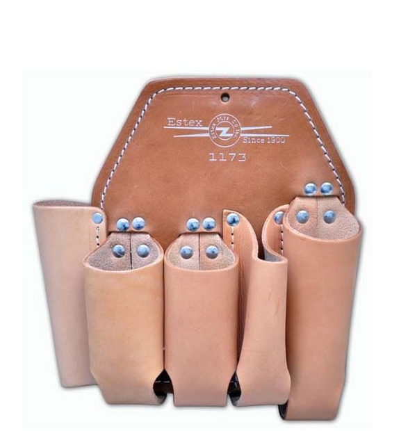 Estex Lineman's Leather Tool Pouch, 5-Pocket Double Backed for Extra Support Wrench/Screwdriver/2-Pliers/Ruler/Knife Snap 9