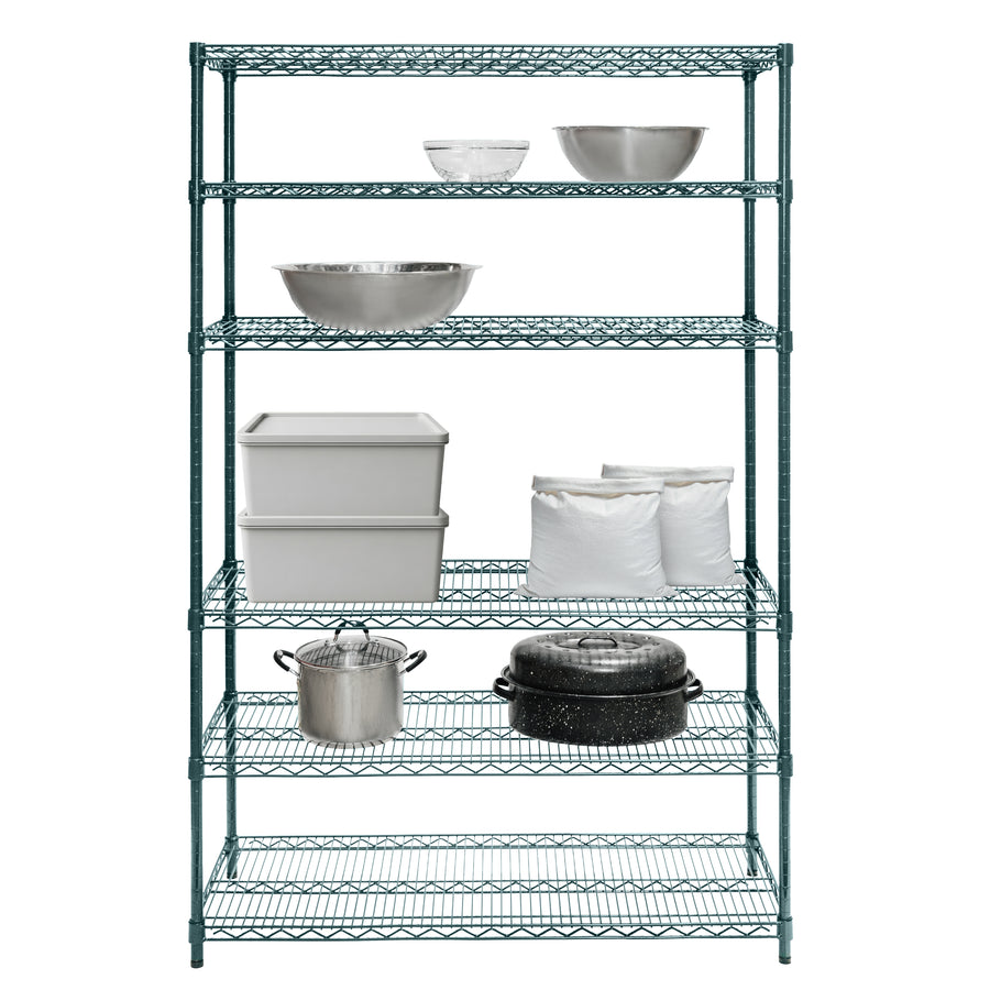 6-Tier Green Wire Shelving Unit